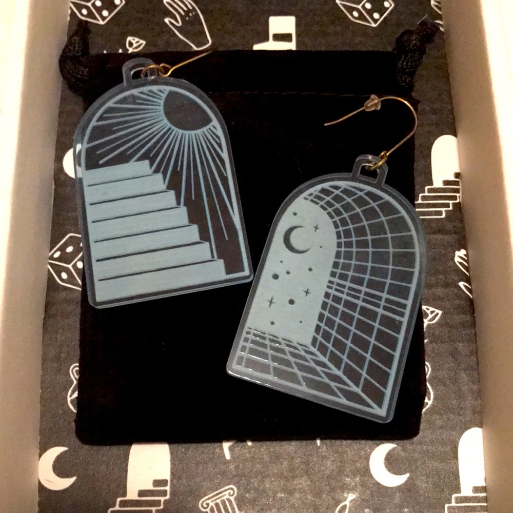 NEW While Odin Sleeps Water Portal Earrings / Blue Lucite